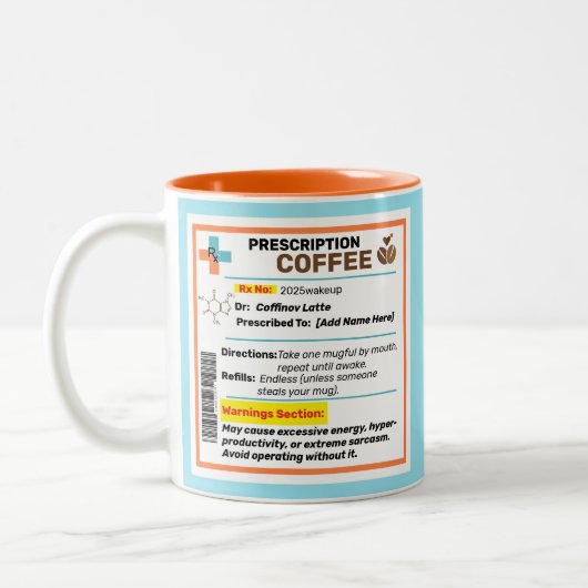 Gepersonaliseerde Funny Prescription Coffee Mok (Links)
