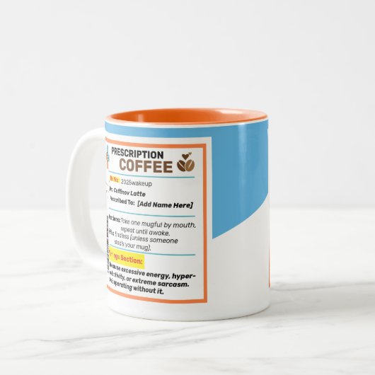 Gepersonaliseerde Funny Prescription Coffee Mok (Voorkant links)