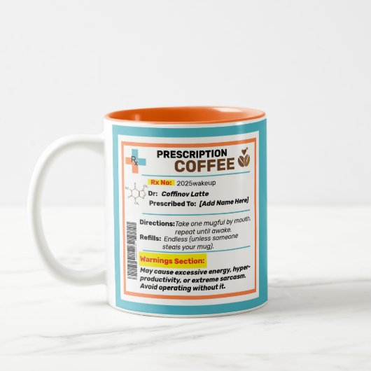 Gepersonaliseerde Funny Prescription Coffee Mok (Links)