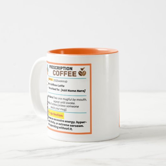Gepersonaliseerde Funny Prescription Coffee Mok (Voorkant links)