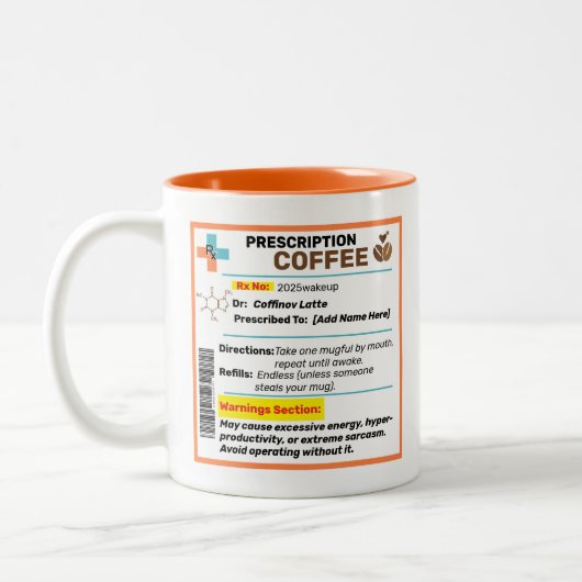 Gepersonaliseerde Funny Prescription Coffee Mok (Links)