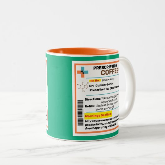 Gepersonaliseerde Funny Prescription Coffee Mok (Voorkant rechts)