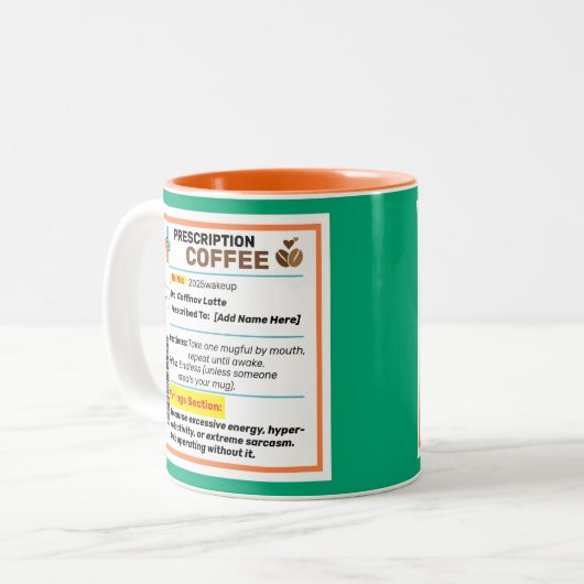 Gepersonaliseerde Funny Prescription Coffee Mok (Voorkant links)