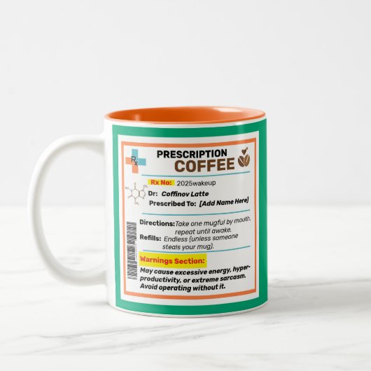 Gepersonaliseerde Funny Prescription Coffee Mok (Links)