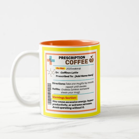 Gepersonaliseerde Funny Prescription Coffee Mok (Links)