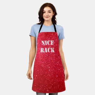 Gepersonaliseerde Funny Red Glitter "Nice Rack" Sc Schort