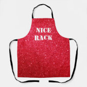 Gepersonaliseerde Funny Red Glitter "Nice Rack" Sc Schort (Voorkant)