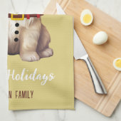 Gepersonaliseerde Funny Santa dog  Rode Mosterd Theedoek (Quarter Fold)