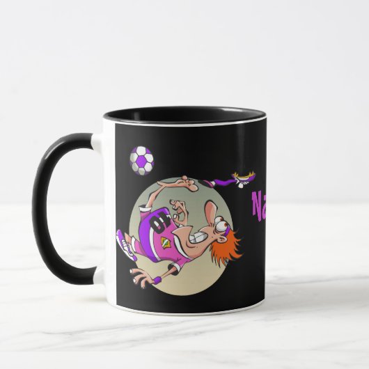 gepersonaliseerde Funny Soccer voetballer cartoon Mok (Links)