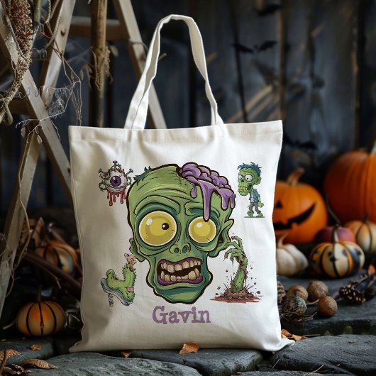 Gepersonaliseerde Funny Zombie Boy Trick or treat  Tote Bag