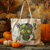Gepersonaliseerde Funny Zombie Boy Trick or treat  Tote Bag