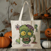 Gepersonaliseerde Funny Zombie Boy Trick or treat  Tote Bag