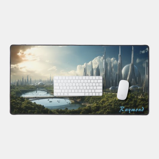 Gepersonaliseerde Future City Landschap Desk Mat (Keyboard & Muis)