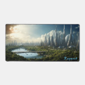 Gepersonaliseerde Future City Landschap Desk Mat (Voorkant)