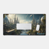 Gepersonaliseerde Future City Landschap Desk Mat (Keyboard & Muis)