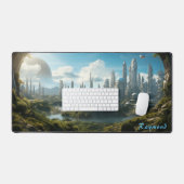 Gepersonaliseerde Future City Landschap Desk Mat (Keyboard & Muis)