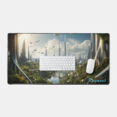 Gepersonaliseerde Future City Landschap Desk Mat (Keyboard & Muis)