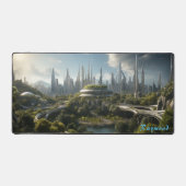 Gepersonaliseerde Future City Landschap Desk Mat (Voorkant)