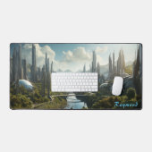 Gepersonaliseerde Future City Landschap Desk Mat (Keyboard & Muis)
