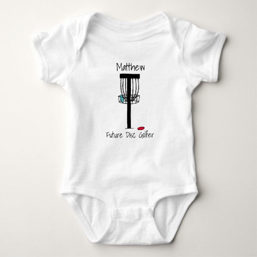 Gepersonaliseerde Future Disk Golfer Baby Baby Bod Romper (Voorkant)