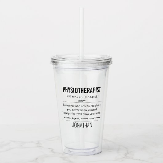 Gepersonaliseerde Fysiotherapeut Grappig Acryl Drinkbeker (Voorkant)