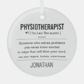 Gepersonaliseerde Fysiotherapeut Grappig Glas Ornament (Voorkant)