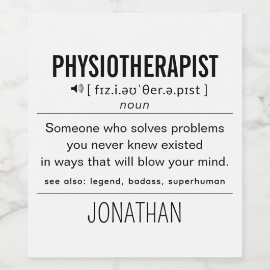 Gepersonaliseerde Fysiotherapeut Grappig Wijn Etiket (Enkel label)