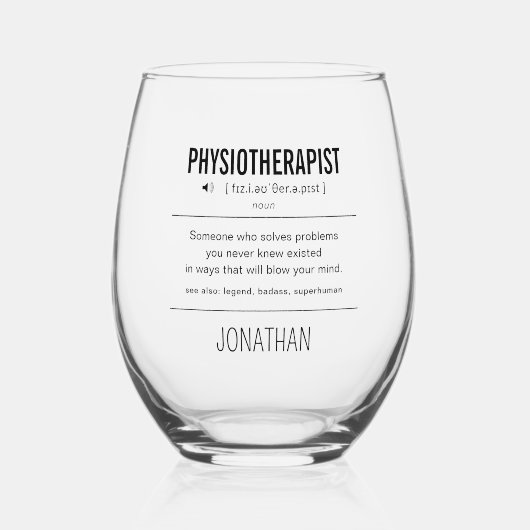 Gepersonaliseerde Fysiotherapeut Grappig Wijnglas Zonder Voet (Voorkant)