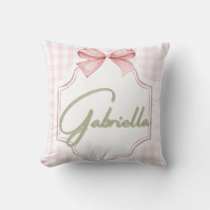 Gepersonaliseerde Gabriella Baby Girl Nursery Bow Kussen