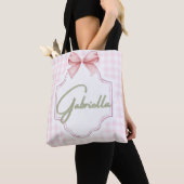 Gepersonaliseerde Gabriella Baby Girl Nursery Bow Tote Bag (Dichtbij)
