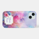 Gepersonaliseerde galactische bloei iPhone 15 case (Achterkant horizontaal)
