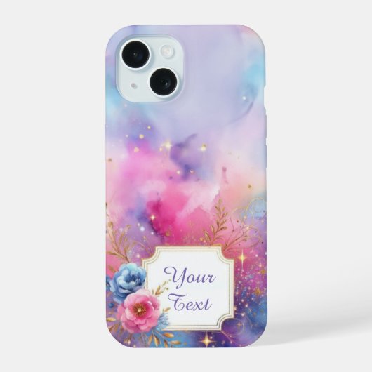 Gepersonaliseerde galactische bloei iPhone 15 case (Achterkant)