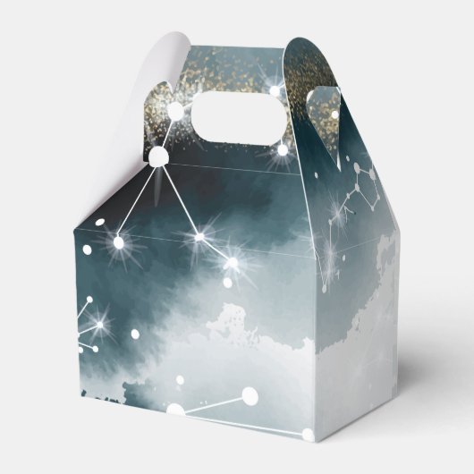 Gepersonaliseerde Galaxy Blue Gold sterren bruilof Bedankdoosjes (Achterkant)