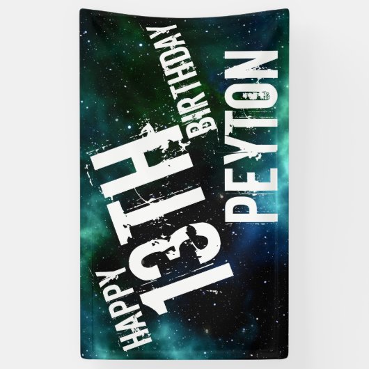 Gepersonaliseerde Galaxy Blue Green verjaardagsfee Spandoek (Verticaal)