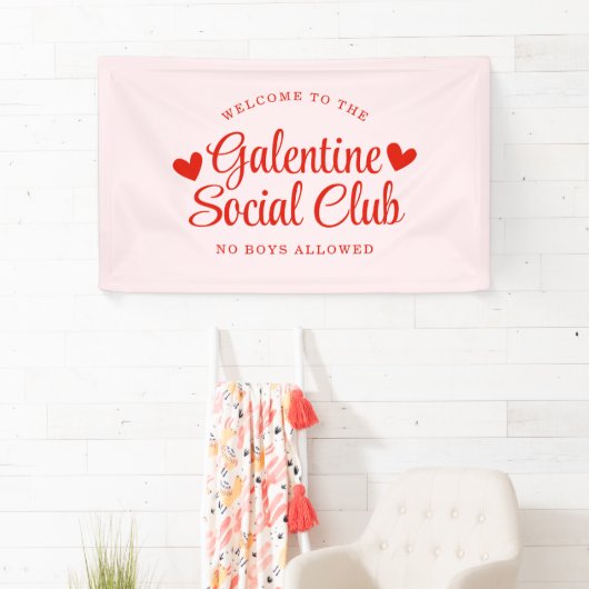 Gepersonaliseerde Galentine's Day Party Welkom Spandoek (Insitu)