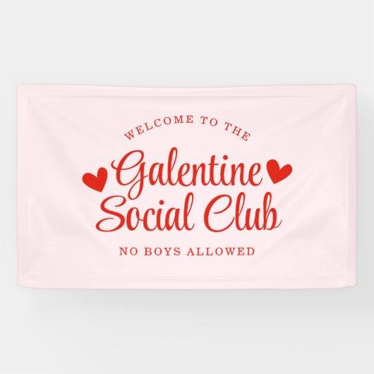 Gepersonaliseerde Galentine's Day Party Welkom Spandoek (Horizontaal)
