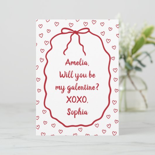 Gepersonaliseerde Galentine's Day Schattige Red He Kaart (Staand voorkant)