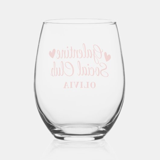 Gepersonaliseerde Galentine's Party Favoriet Gift  Wijnglas Zonder Voet (Achterkant)