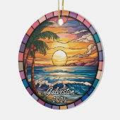 Gepersonaliseerde Galveston Ornament, Texas Keramisch Ornament (Links)