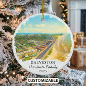 Gepersonaliseerde Galveston Ornament, Texas Keramisch Ornament