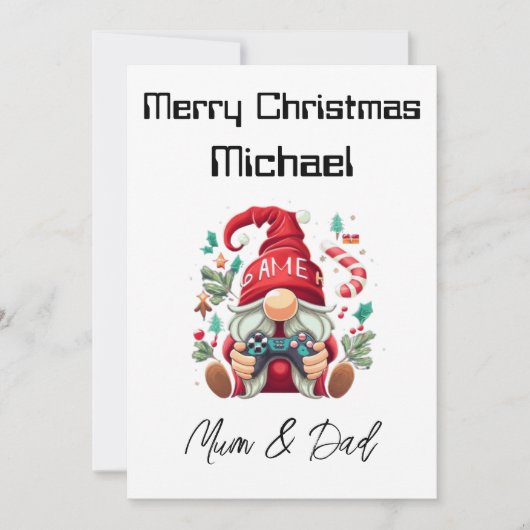 Gepersonaliseerde Gamer Christmas Kaart (Voorkant)