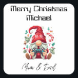 Gepersonaliseerde Gamer Christmas Kaart Vierkante Sticker<br><div class="desc">Stap in de virtuele wereld van feestvreugde met ons Gepersonaliseerde Gamer Kerst sticker. Pas deze feestelijke begroeting aan door de namen en relaties van zowel de ontvanger als de verzender aan te passen. Of het nu gaat om je gaming "Player 1", "Son" of "Grandson", deze sticker is de perfecte manier...</div>