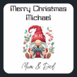 Gepersonaliseerde Gamer Christmas Kaart Vierkante Sticker<br><div class="desc">Stap in de virtuele wereld van feestvreugde met ons Gepersonaliseerde Gamer Kerst sticker. Pas deze feestelijke begroeting aan door de namen en relaties van zowel de ontvanger als de verzender aan te passen. Of het nu gaat om je gaming "Player 1", "Son" of "Grandson", deze sticker is de perfecte manier...</div>