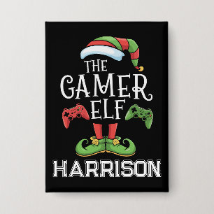 Gepersonaliseerde Gamer Elf Kerst Video Gamen  Button