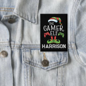 Gepersonaliseerde Gamer Elf Kerst Video Gamen Button (Insitu)