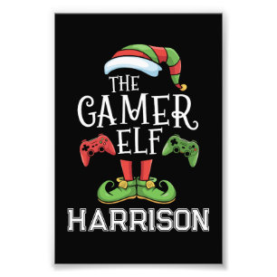 Gepersonaliseerde Gamer Elf Kerst Video Gaming  Foto Afdruk