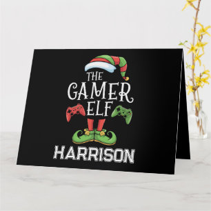 Gepersonaliseerde Gamer Elf Kerst Video Gaming Kaart