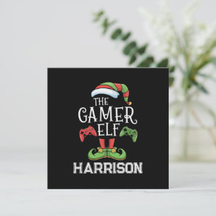 Gepersonaliseerde Gamer Elf Kerstmis Video Gaming Feestdagenkaart