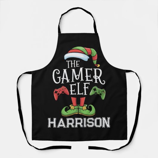 Gepersonaliseerde Gamer Elf Kerstmis Video Gaming  Schort (Voorkant)