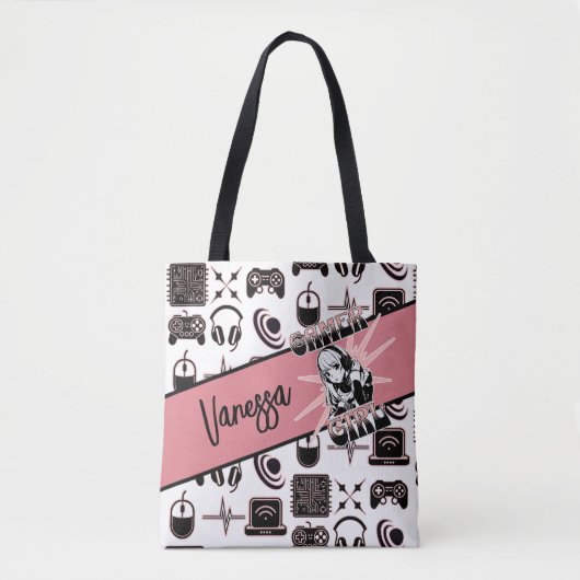 Gepersonaliseerde Gamer Meisje | Kansspelen Tote Bag (Voorkant)